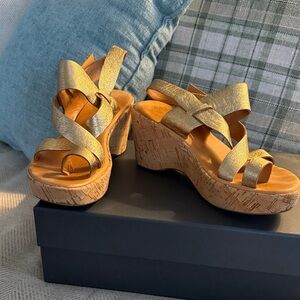 Vintage gold Kork-Ease Wedge Sandals